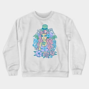 Pastel Goth Victorian Bat Lady Drinking Tea Crewneck Sweatshirt